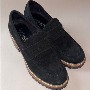 Womens Black Suede Loafers made in Spain
